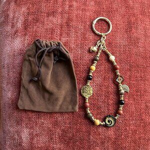New BEADED Bag Charm Quartz Gemstone